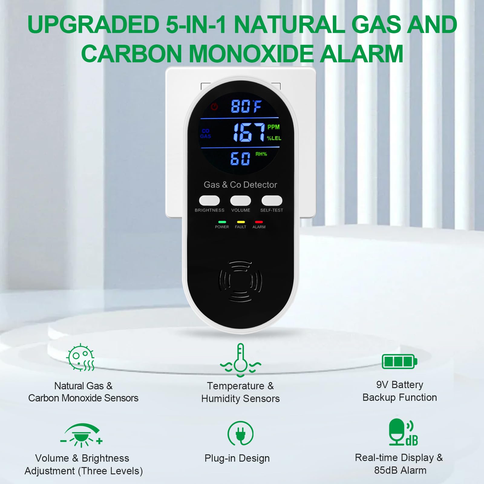 5-in-1 Combination Gas & Carbo - Co Detector Plug 评论和价格
