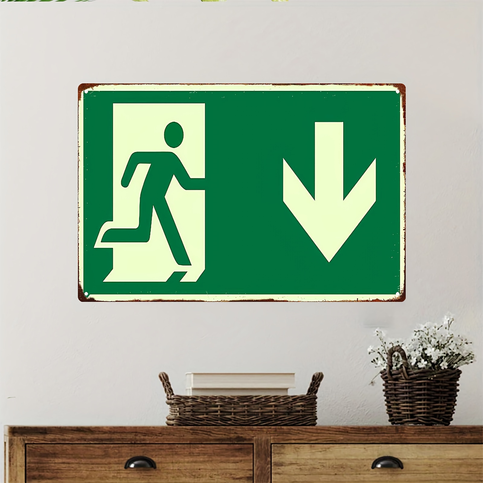 2D Vintage Metal Iron Sign | P - Emergency Exit Sign 评论和价格
