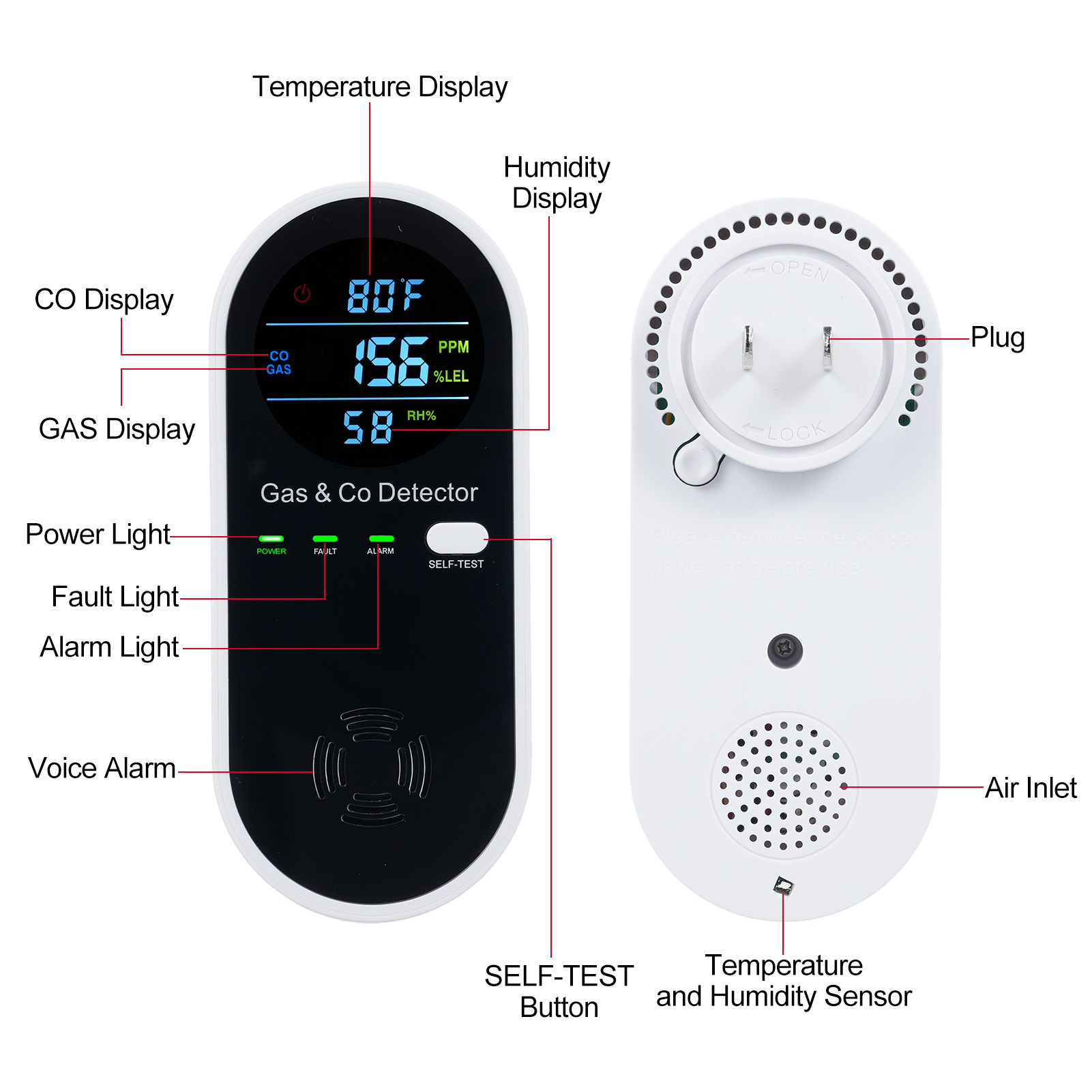 4 in 1 CO Monitor Alarm with L - Co Detector Plug 评论和价格